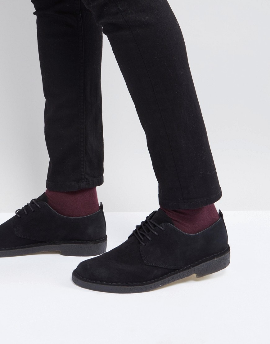 Clarks Originals Desert London shoes in black suede - Black