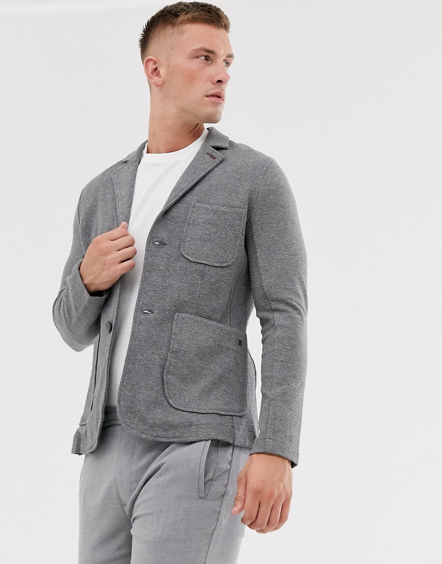 Jack & Jones Premium jersey blazer in grey