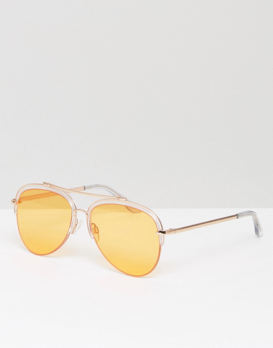 Солнцезащитные очки в прозрачной оправе со стеклами персикового цвета South Beach 