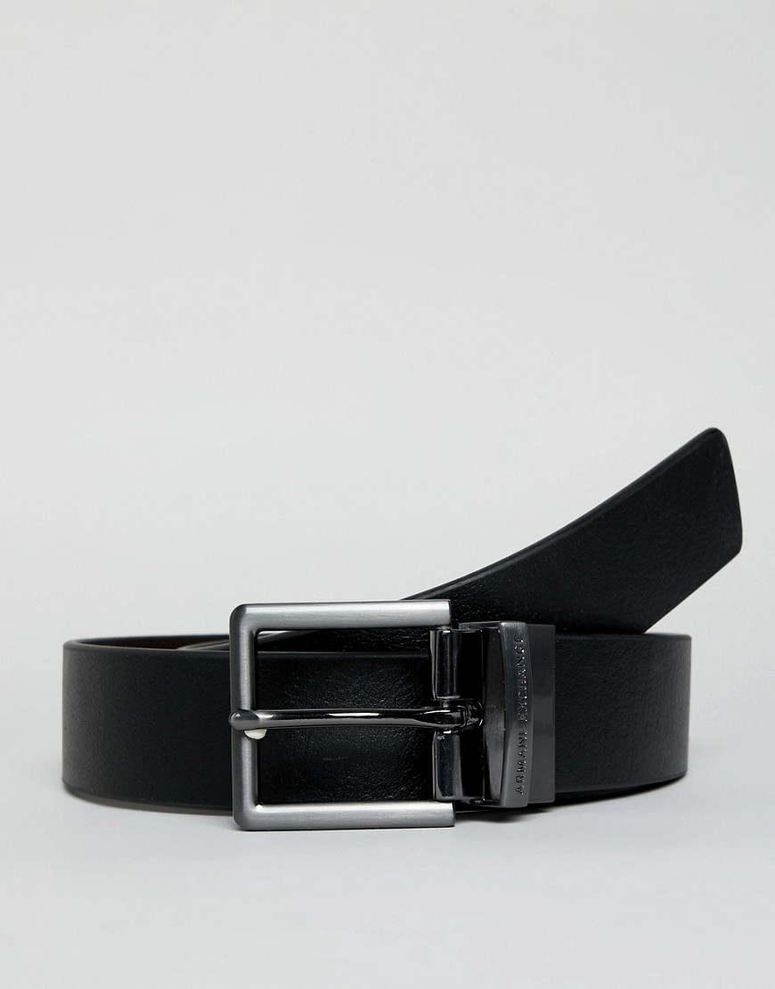 Armani Exchange leather reversible belt in black/brown - Black