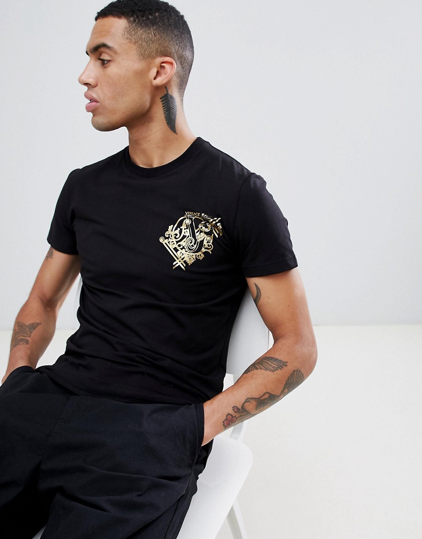 Versace Jeans t-shirt with logo print in black