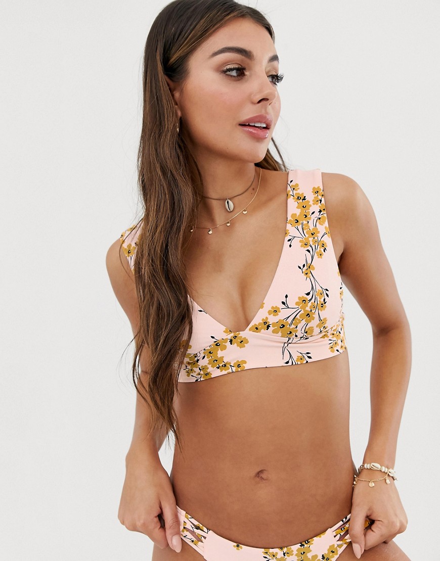 Billabong Sol Dawn plunge bikini top in floral
