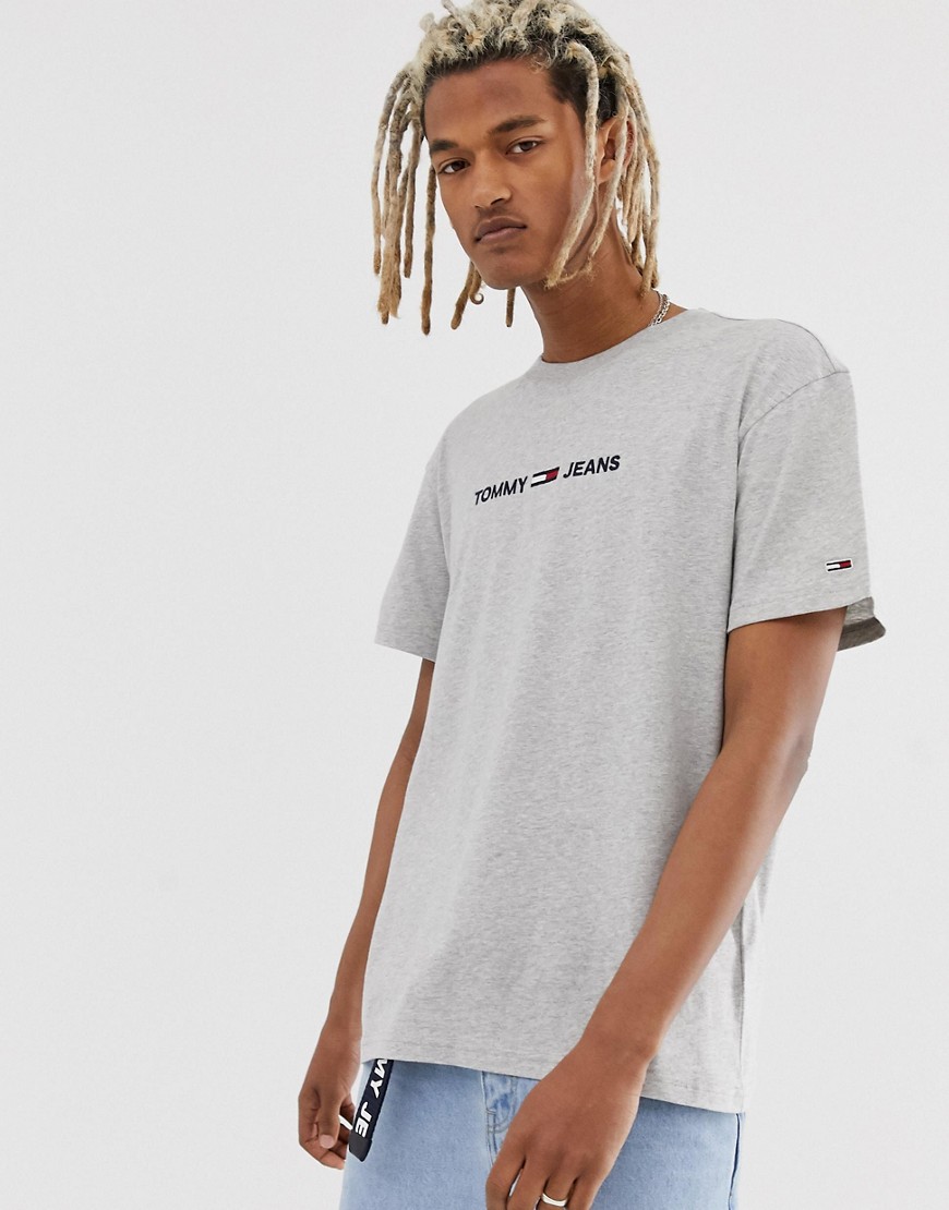Tommy Jeans small text logo t-shirt in grey