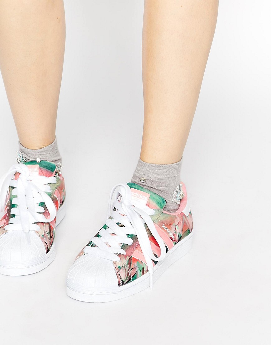Pink | adidas Superstar W Dust Pink Print Trainers at ASOS