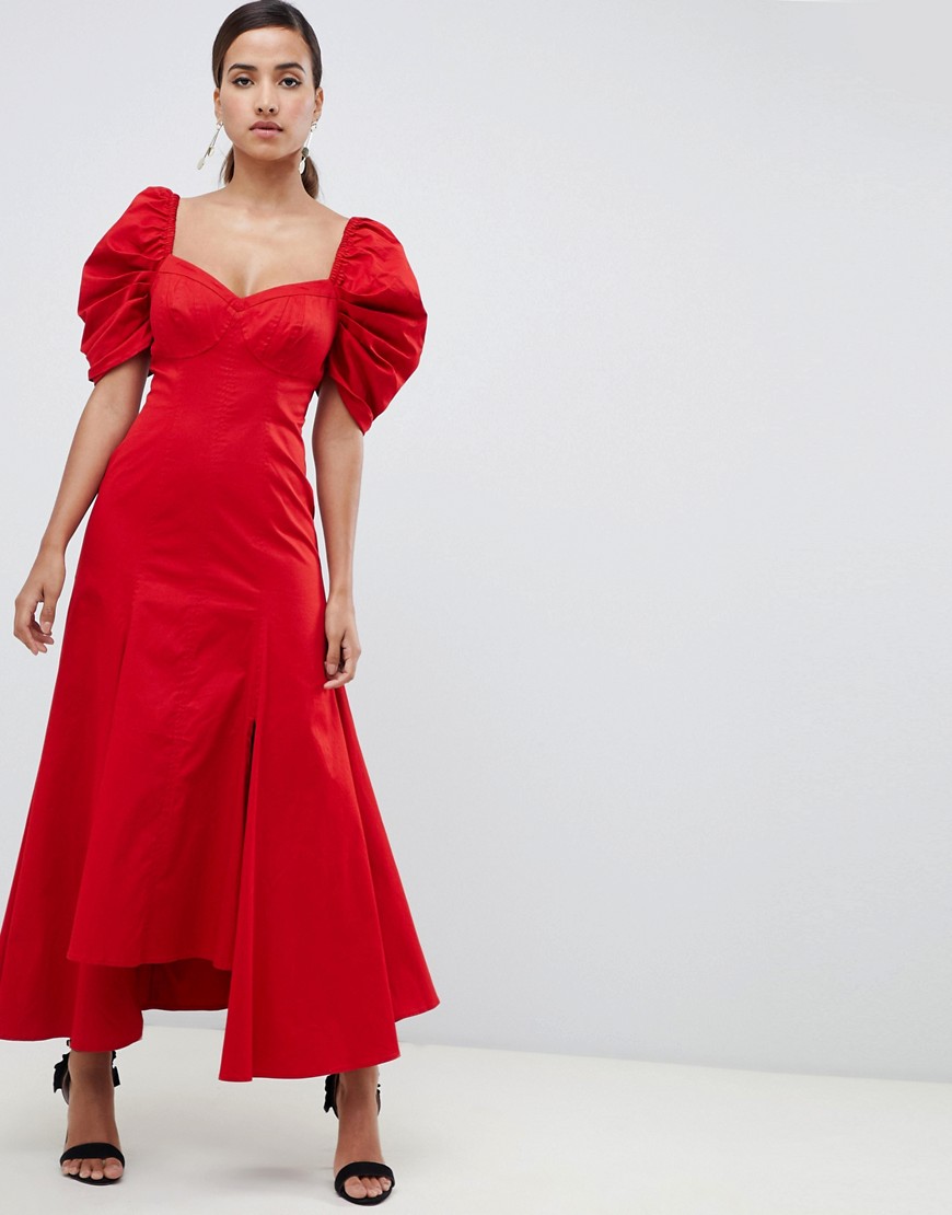 C/meo silhouette midi dress - Red