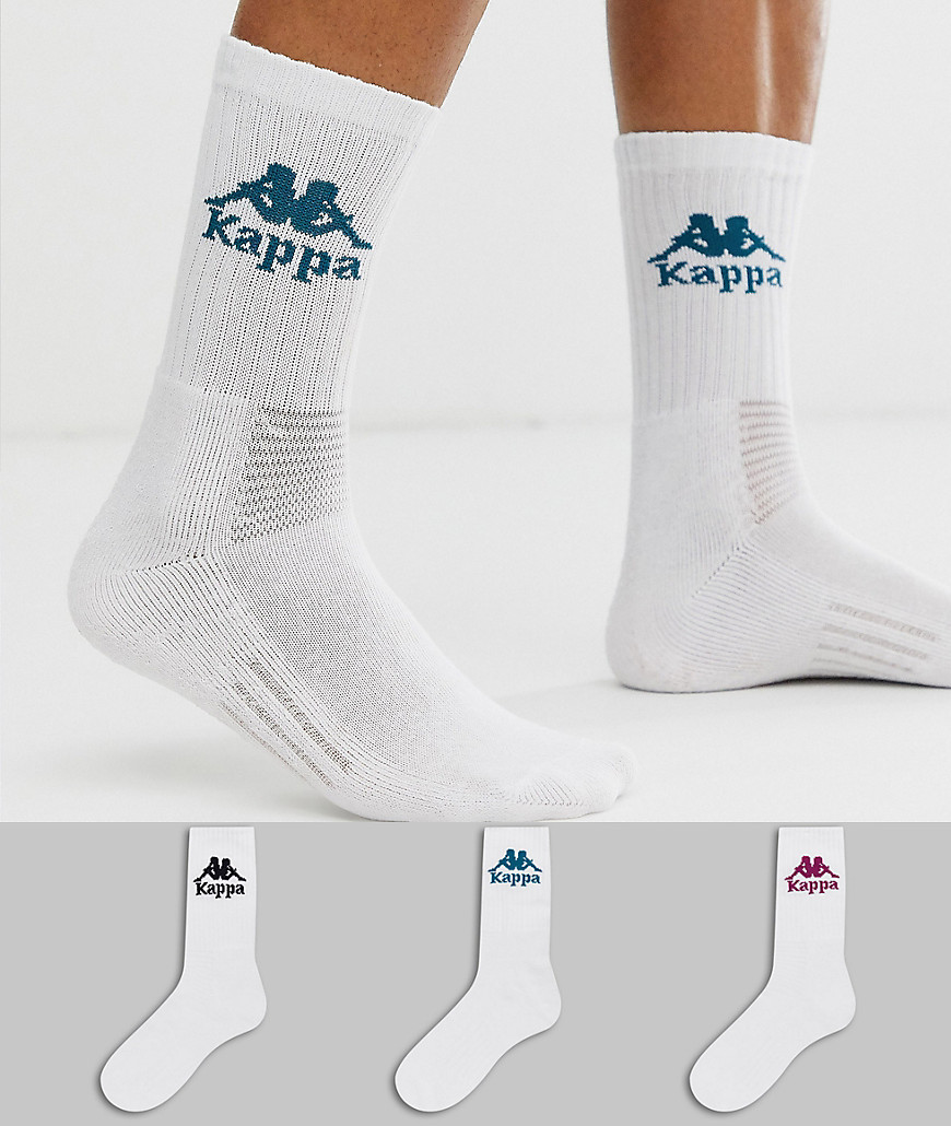 Kappa Authentic Welt crew socks 3 pack in white