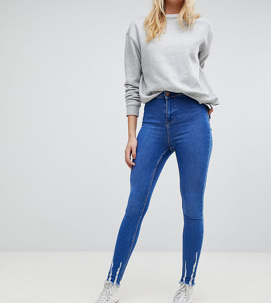 New Look Tall Frayed Hem Jeans - Blue