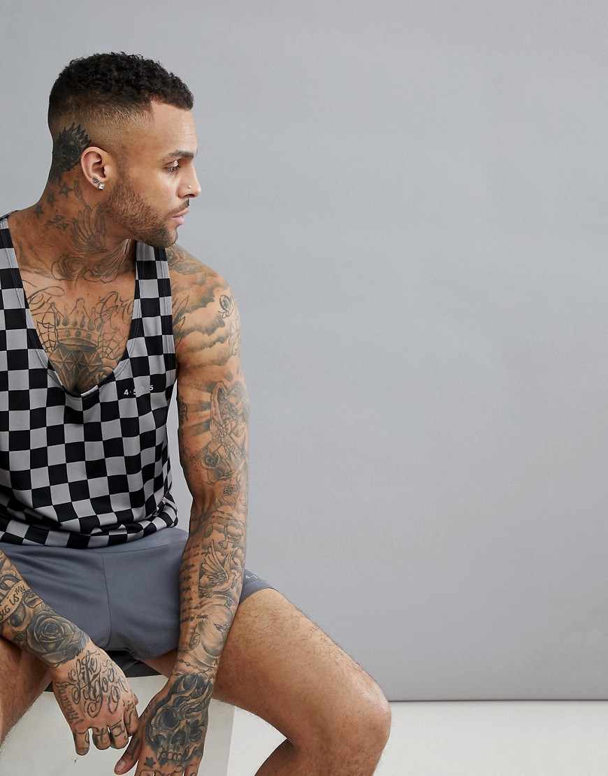 ASOS 4505 vest with extremer racer back and checkerboard print