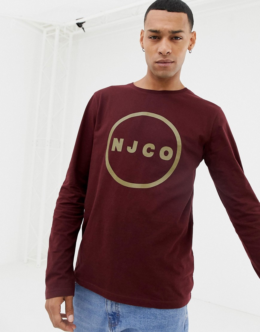 Nudie Jeans Co Orvar long sleeve logo t-shirt in plum