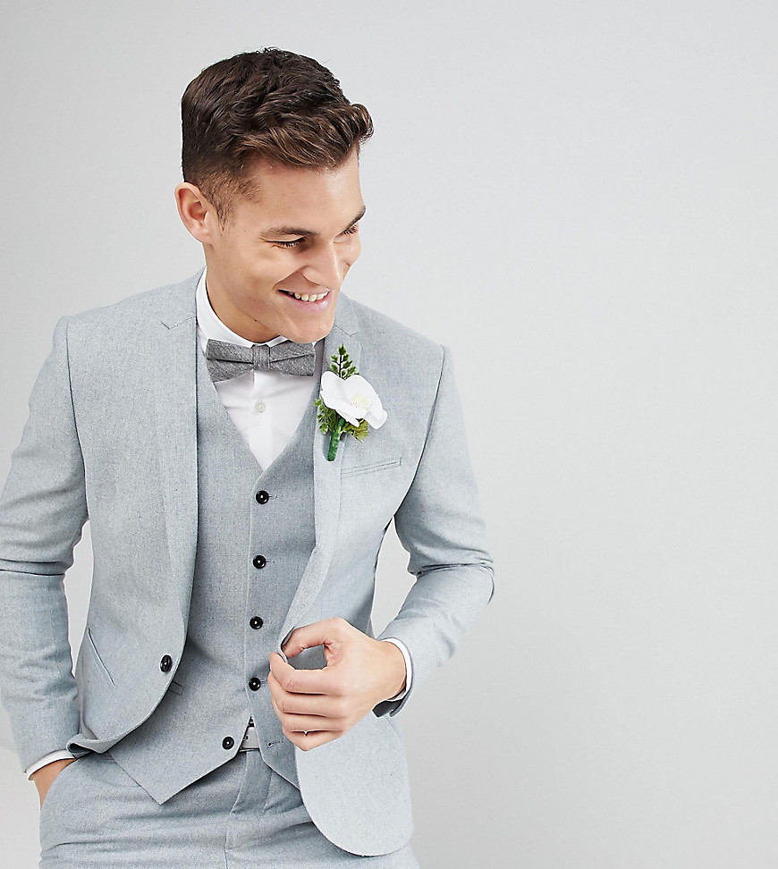 Noak slim stretch wedding suit jacket in donegal