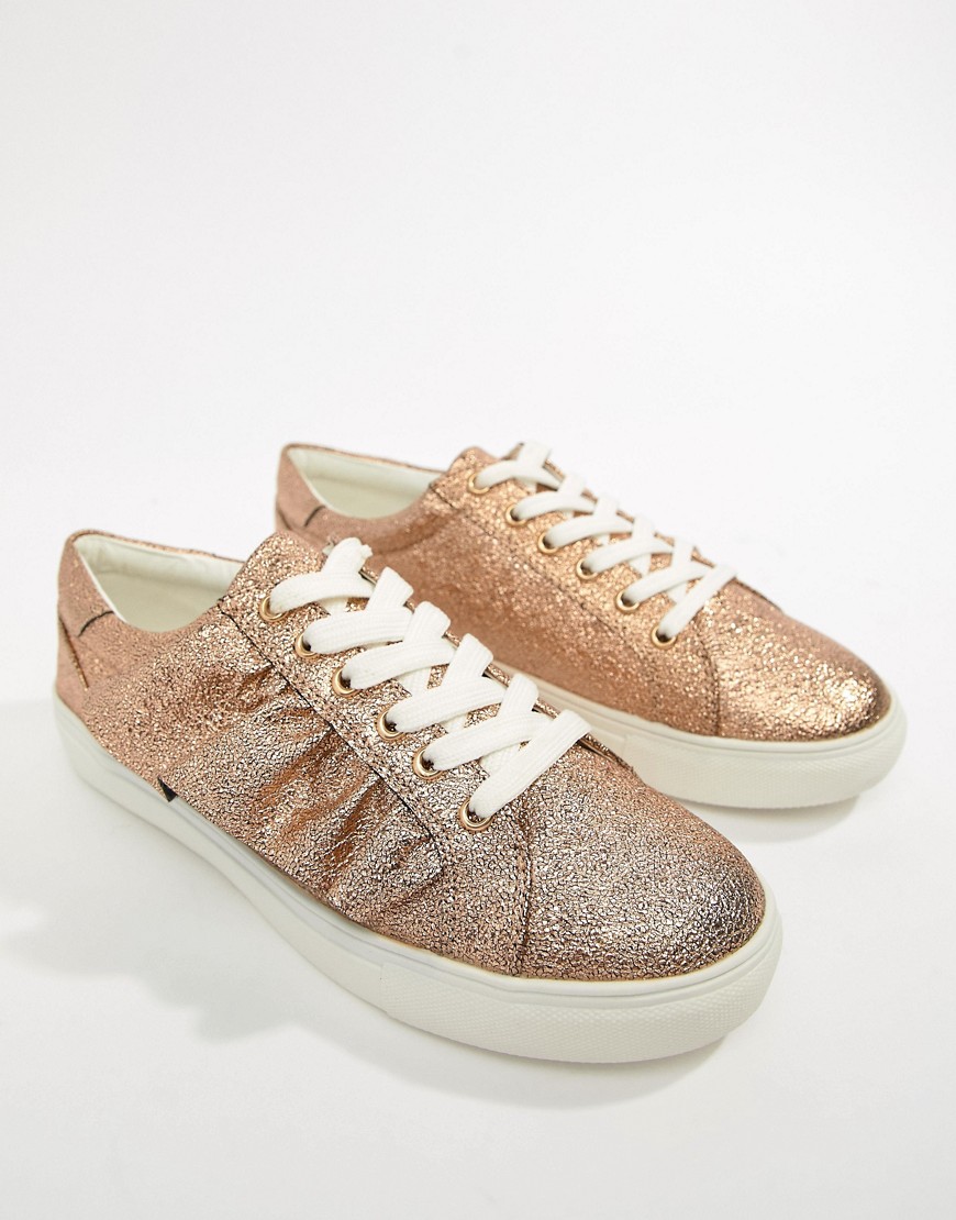 Missguided gold ruffle trainers