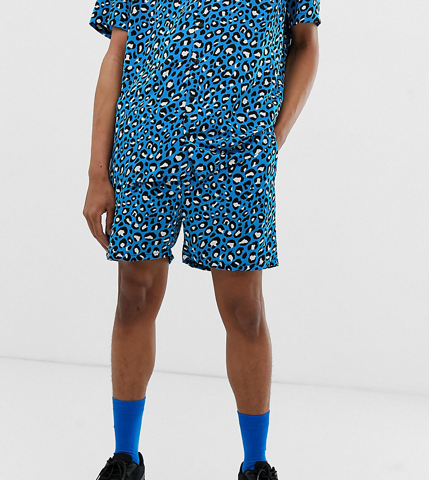 Milk It Vintage shorts in blue leopard co-ord