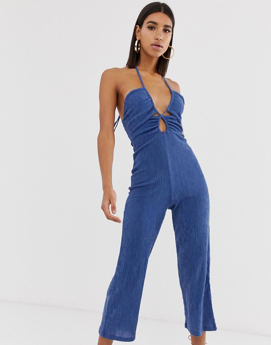 Fashion Union crinkle relaxed jumpsuit with cut out detail