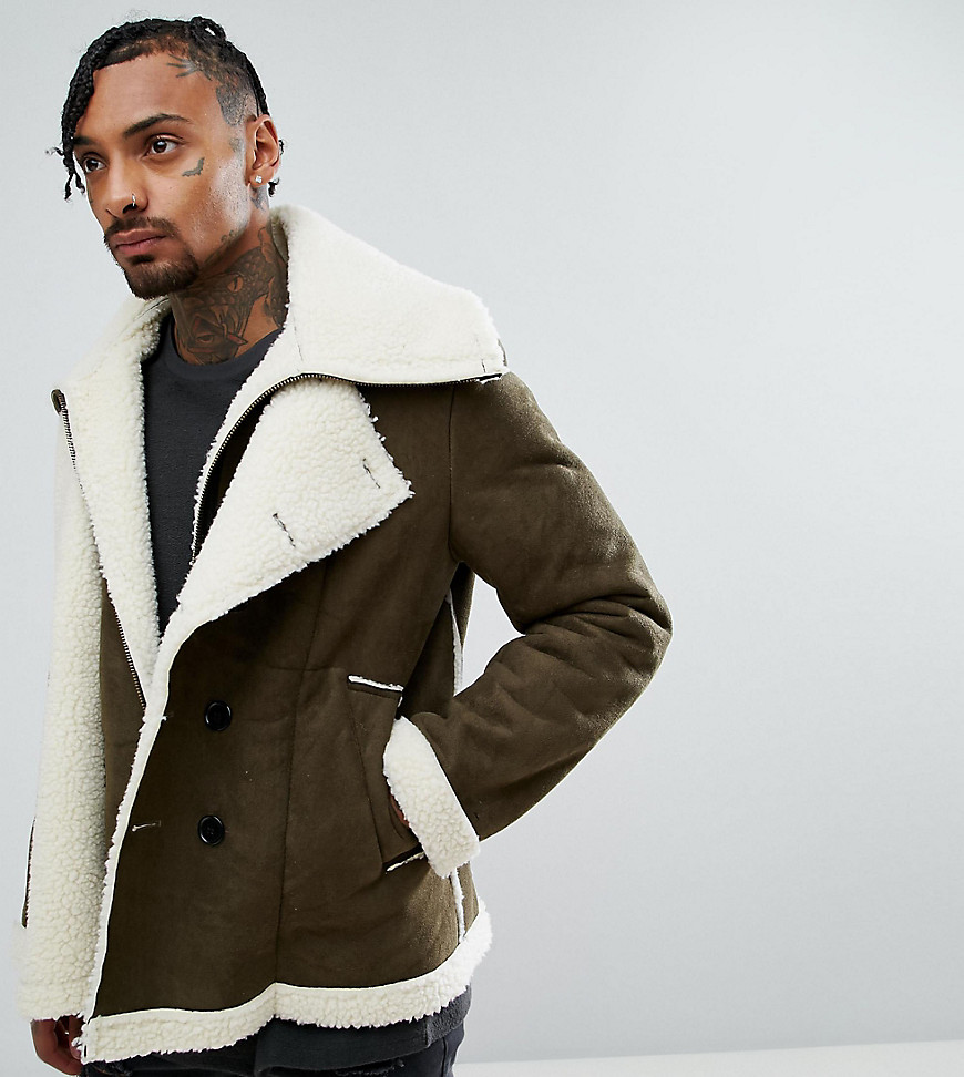 The New County Double Layered Biker Jacket In Faux Shearling