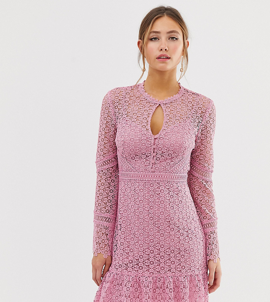 Forever New lace mini dress with laddering detail in pink
