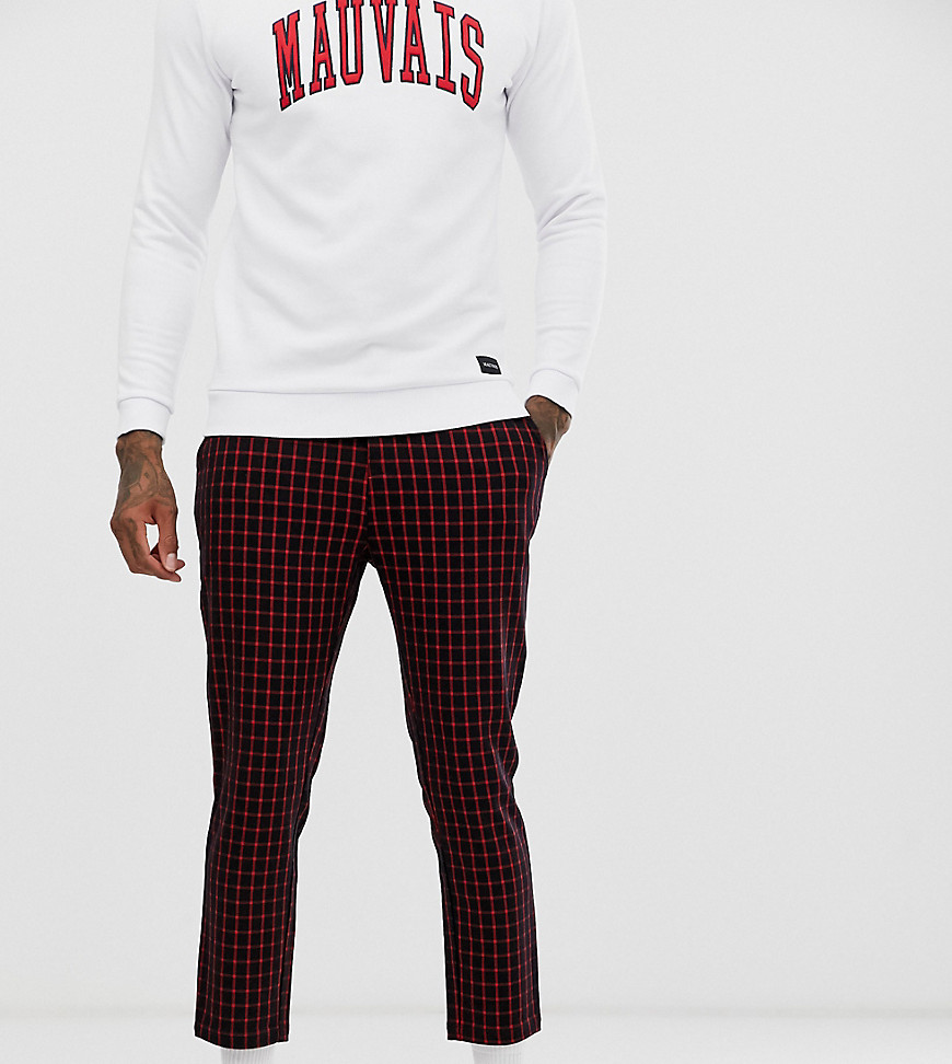 Mauvais skinny cropped trousers in red check