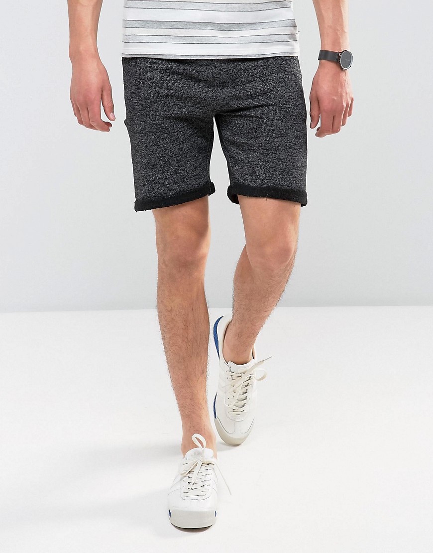 Redefined Rebel Jersey Short With Distressing And Raw Hems - Black