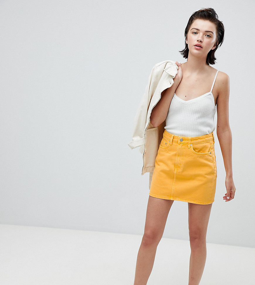 Weekday wend denim mini skirt in yellow