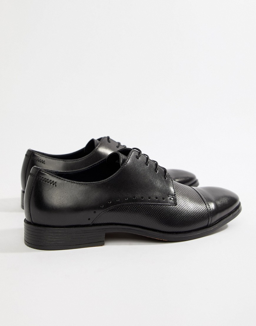 Silver Street Textured Toe Cap Lace Up Shoe in Black
