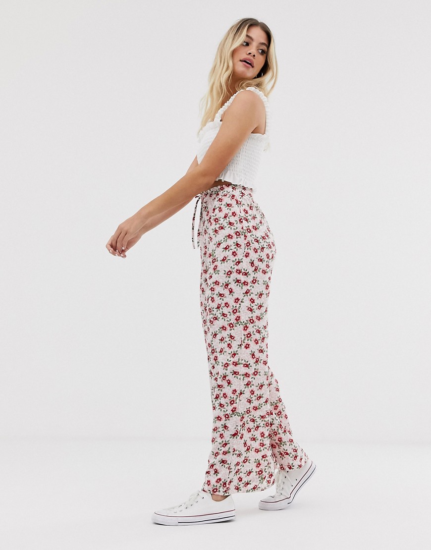 Wednesday's Girl relaxed wide leg trousers in ditsy floral