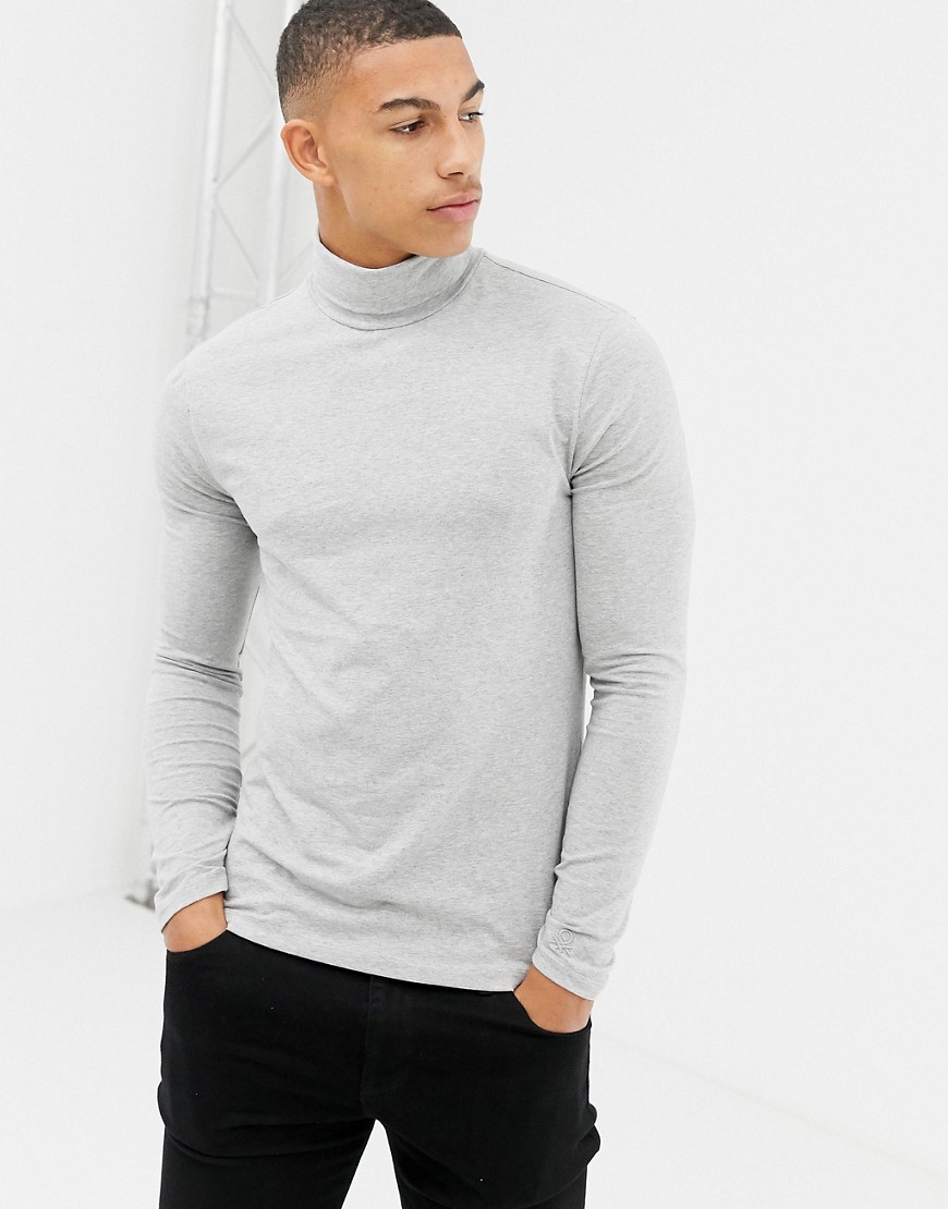 United Colors Of Benetton muscle fit turtle neck with stretch top in grey