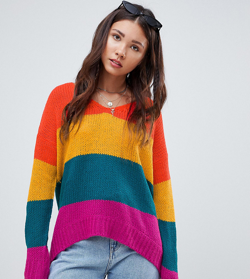 E.L.K oversized open knit jumper in stripe