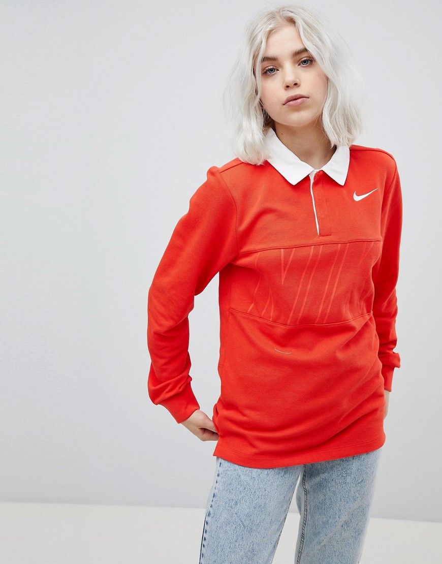 Nike SB Logo Oversized Rugby Shirt In Red