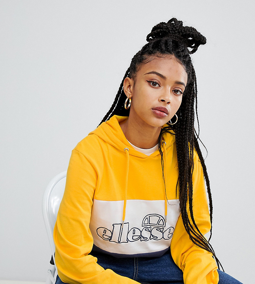 Ellesse Oversized Hoodie With Front Logo In Retro Colour Block - Yellow