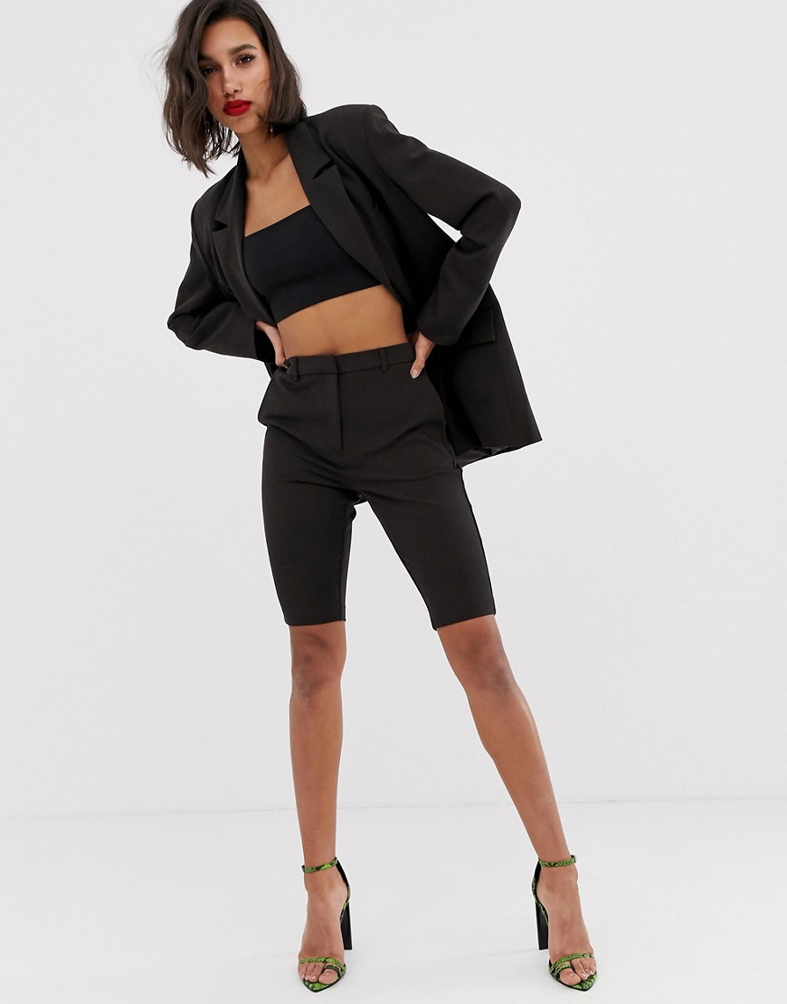 ASOS DESIGN city suit shorts in chocolate brown