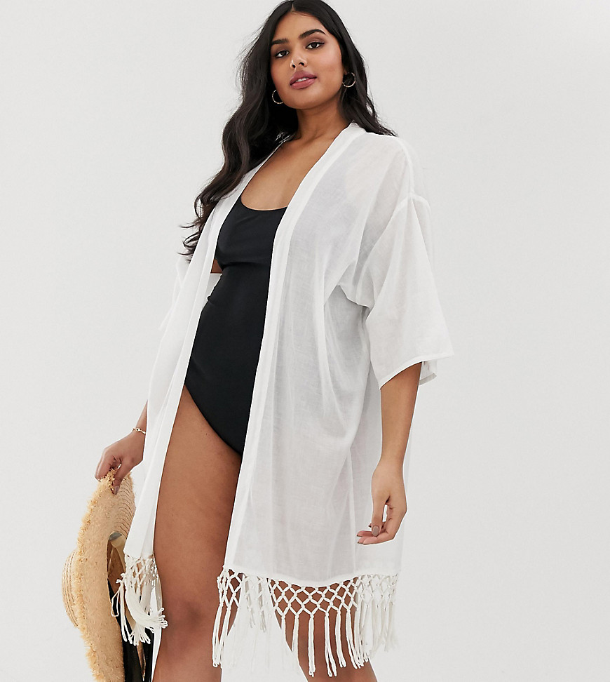 Brave Soul Plus beach cover up with tassel trim