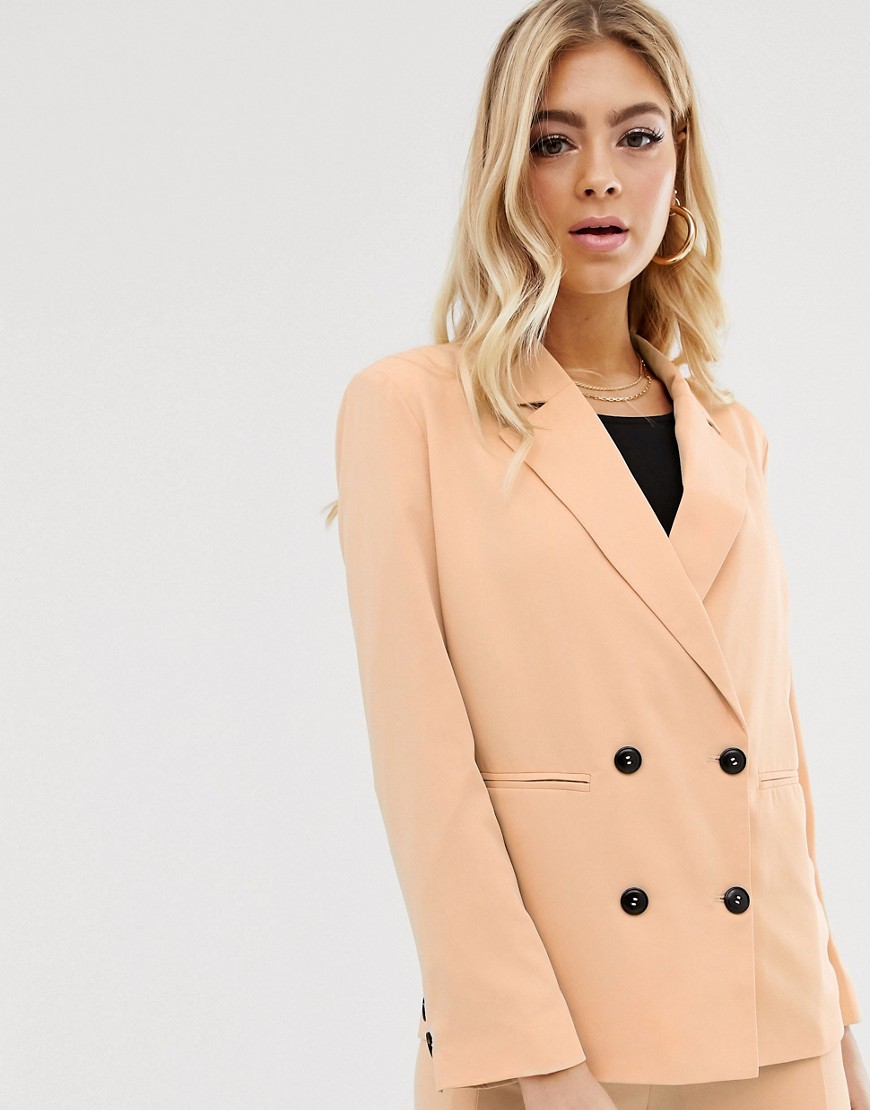 Parallel Lines soft tailored blazer with button detail in caramel