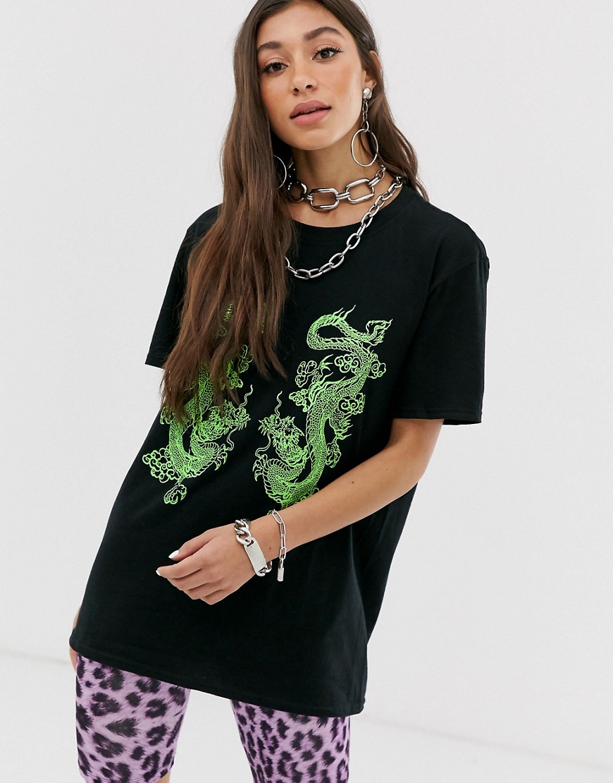 New Girl Order oversized t-shirt with dragon graphic