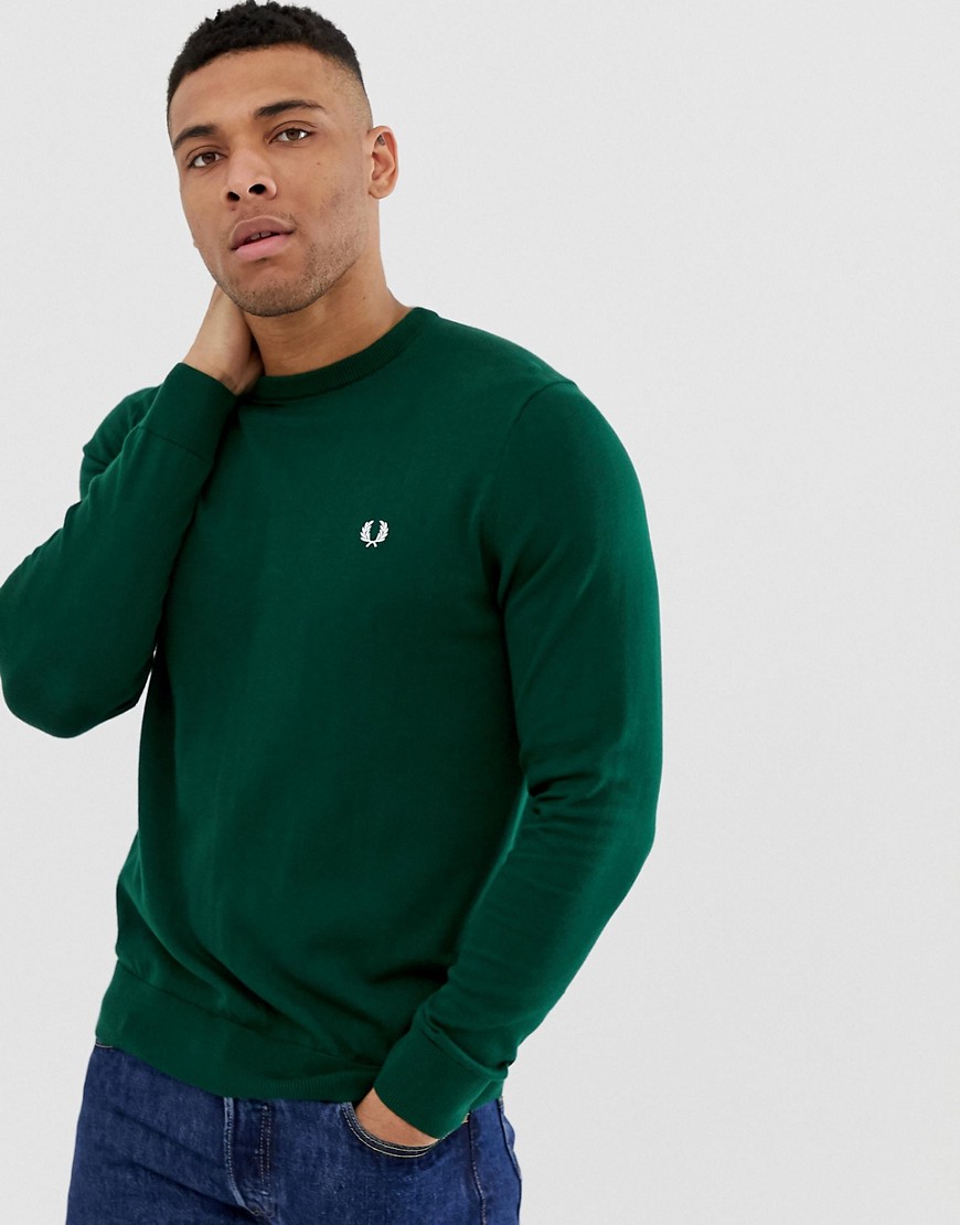 Fred Perry crew neck jumper in green