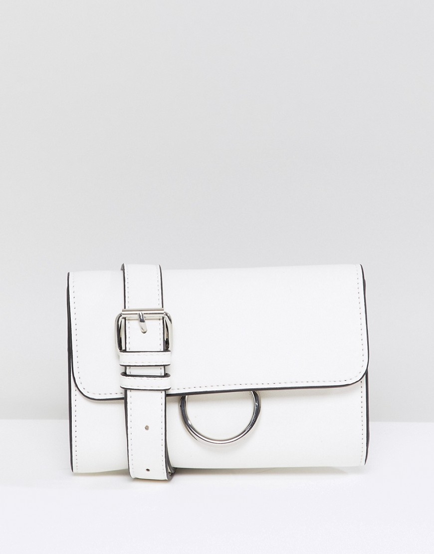 Miss Selfridge belt bag with metal trim in white - White