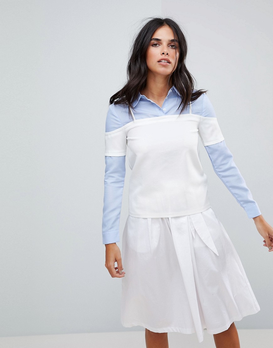 The English Factory Shirt With Cold Shoulder Layered Top