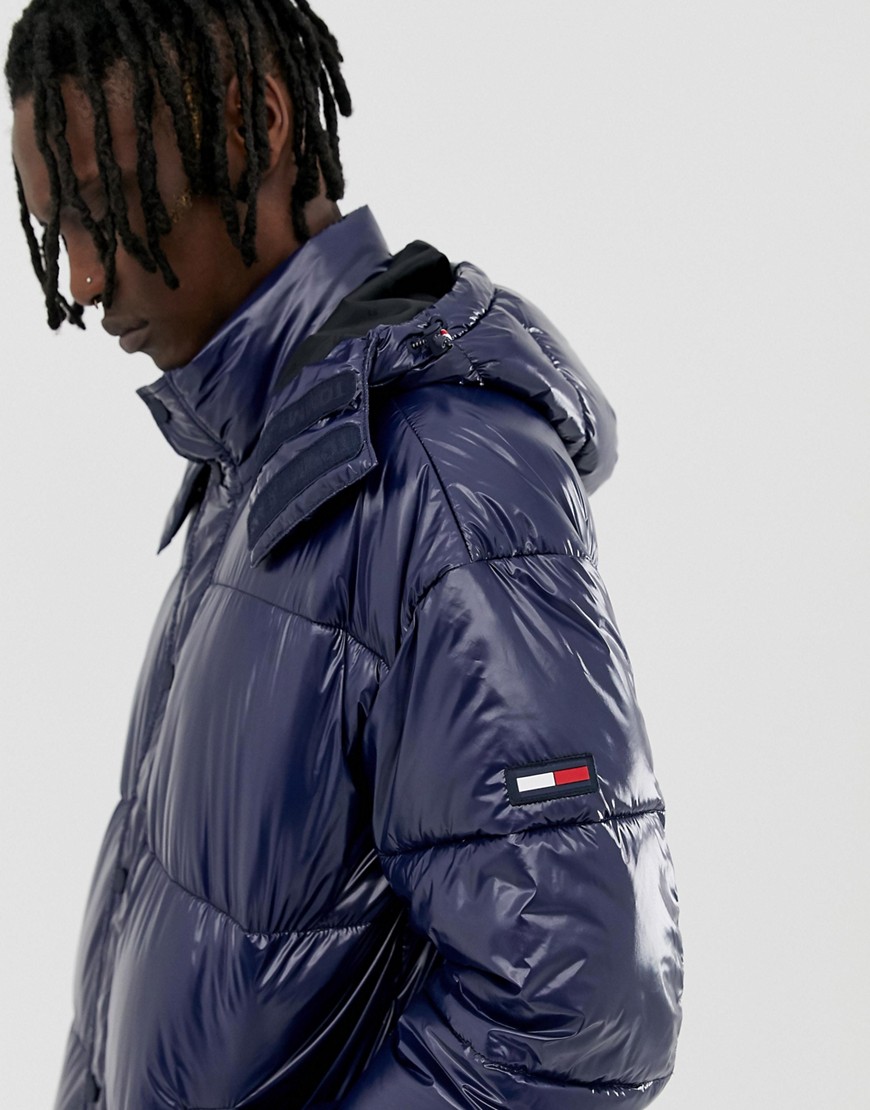 Tommy Jeans high shine puffer jacket in navy