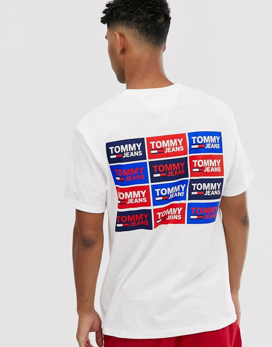Tommy Jeans back multi logo t-shirt in white