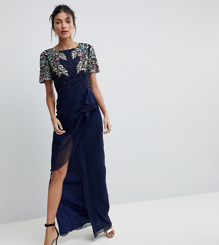 Virgos Lounge Tall Ariann Embellished Maxi Dress With Frill Wrap Skirt