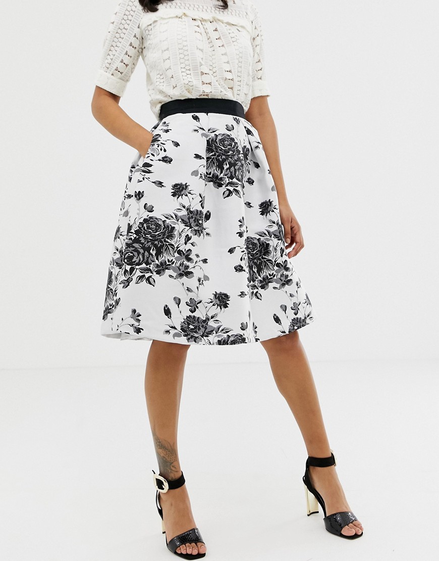 Closet Floral Pleated Midi Skirt