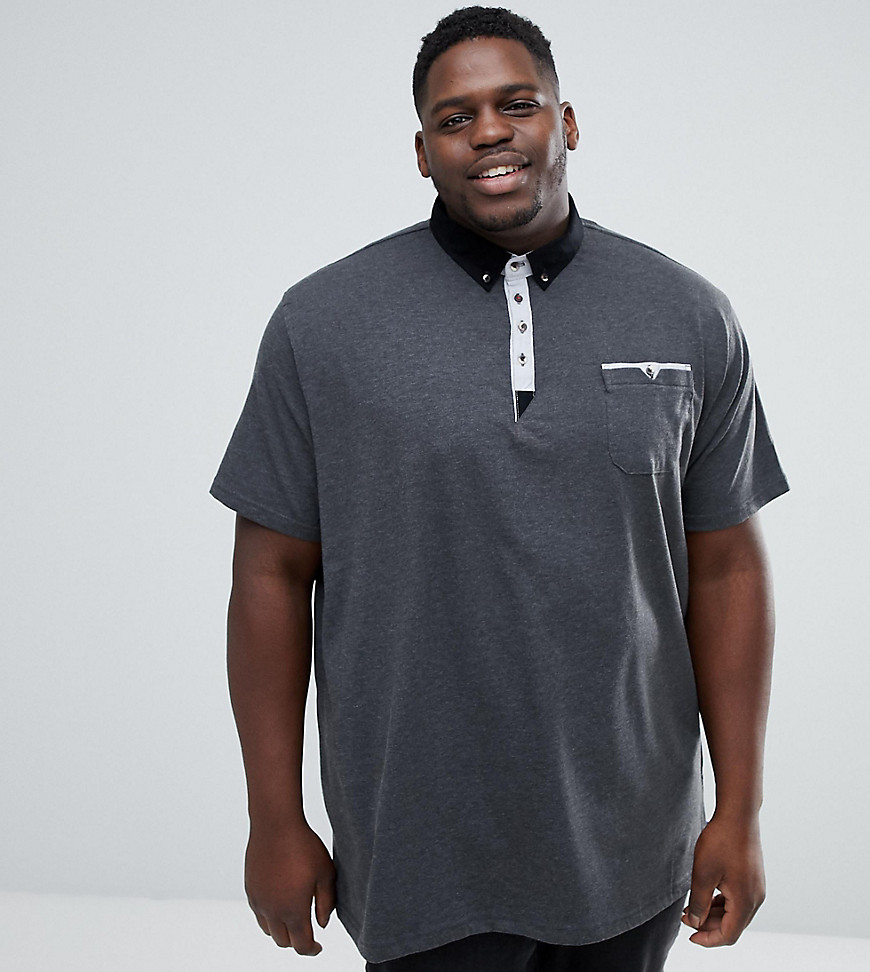 Duke PLUS Polo Shirt with Contrast Collar - Charcoal