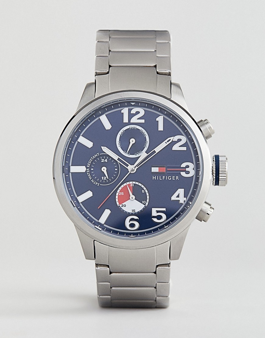 Tommy Hilfiger 1791242 Jack Stainless Steel Chronograph Watch with Blue Dial - Silver