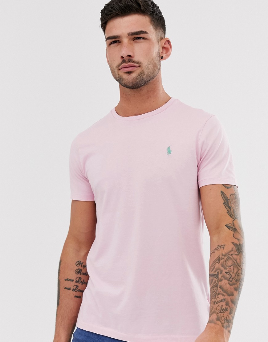Polo Ralph Lauren icon logo washed out t-shirt custom regular fit in pink