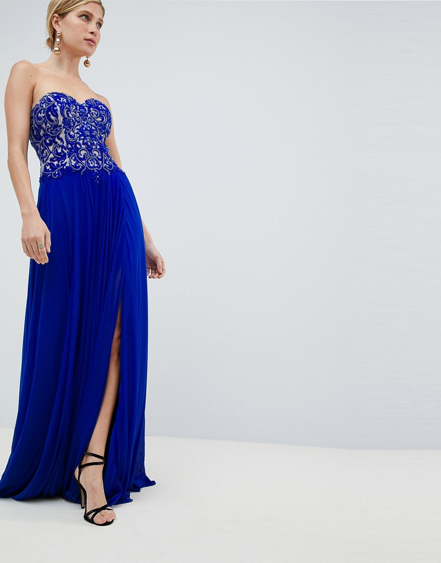 Jovani Embellished Maxi Prom Dress - Blue