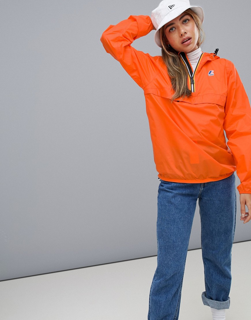 K-Way Le Vrai 3.0 Leon waterproof pullover jacket in orange