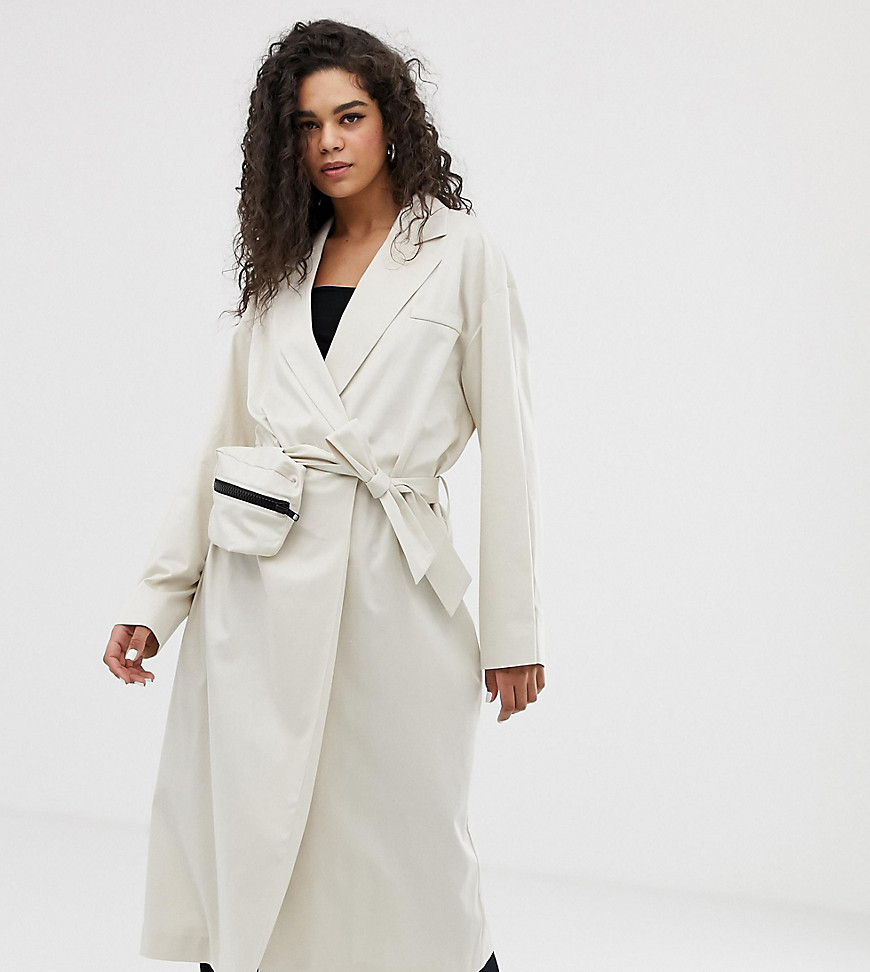 COLLUSION Tall trench coat with removable bag