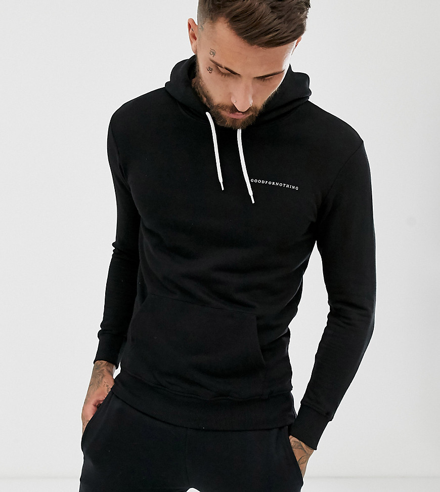 Good For Nothing muscle fit hoodie in black with logo
