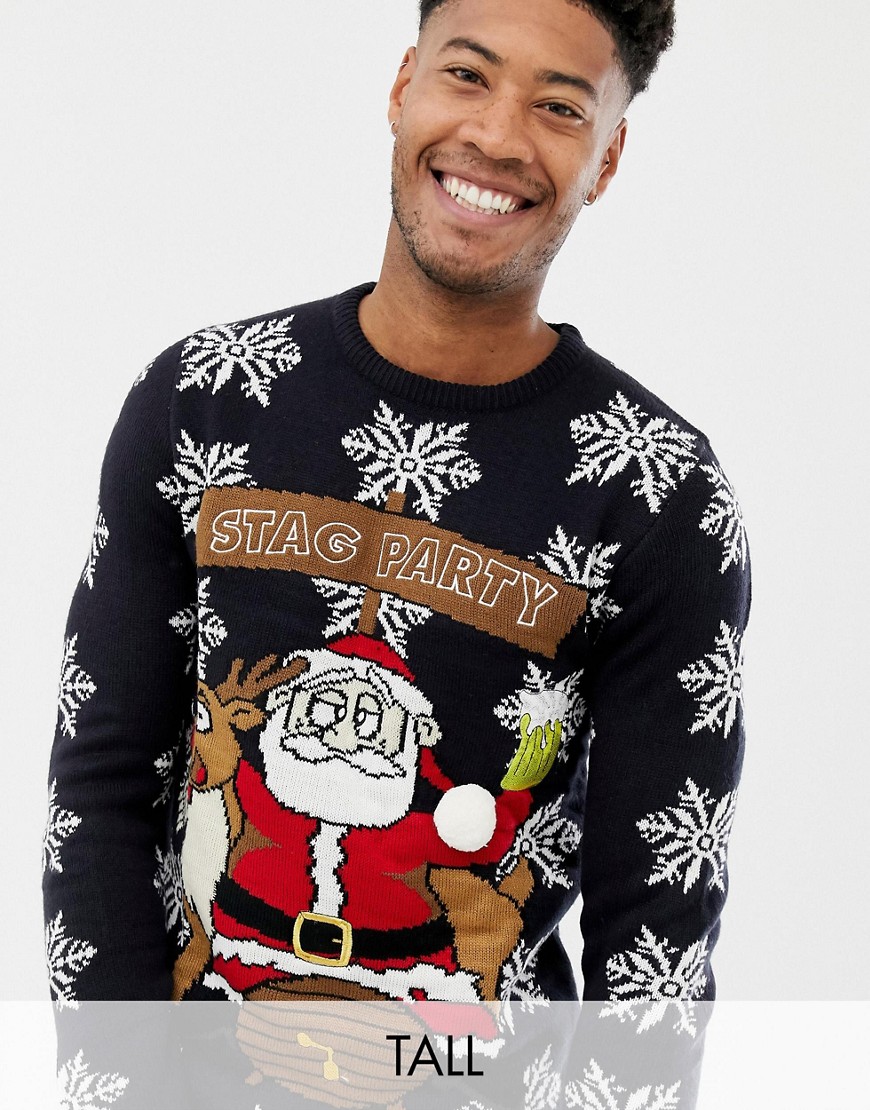 Brave Soul Tall Stag Party Christmas Jumper
