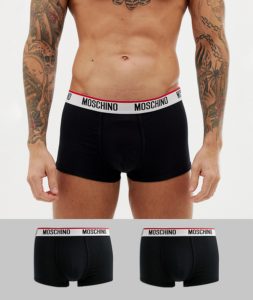 Moschino 2 pack jersey trunks in black