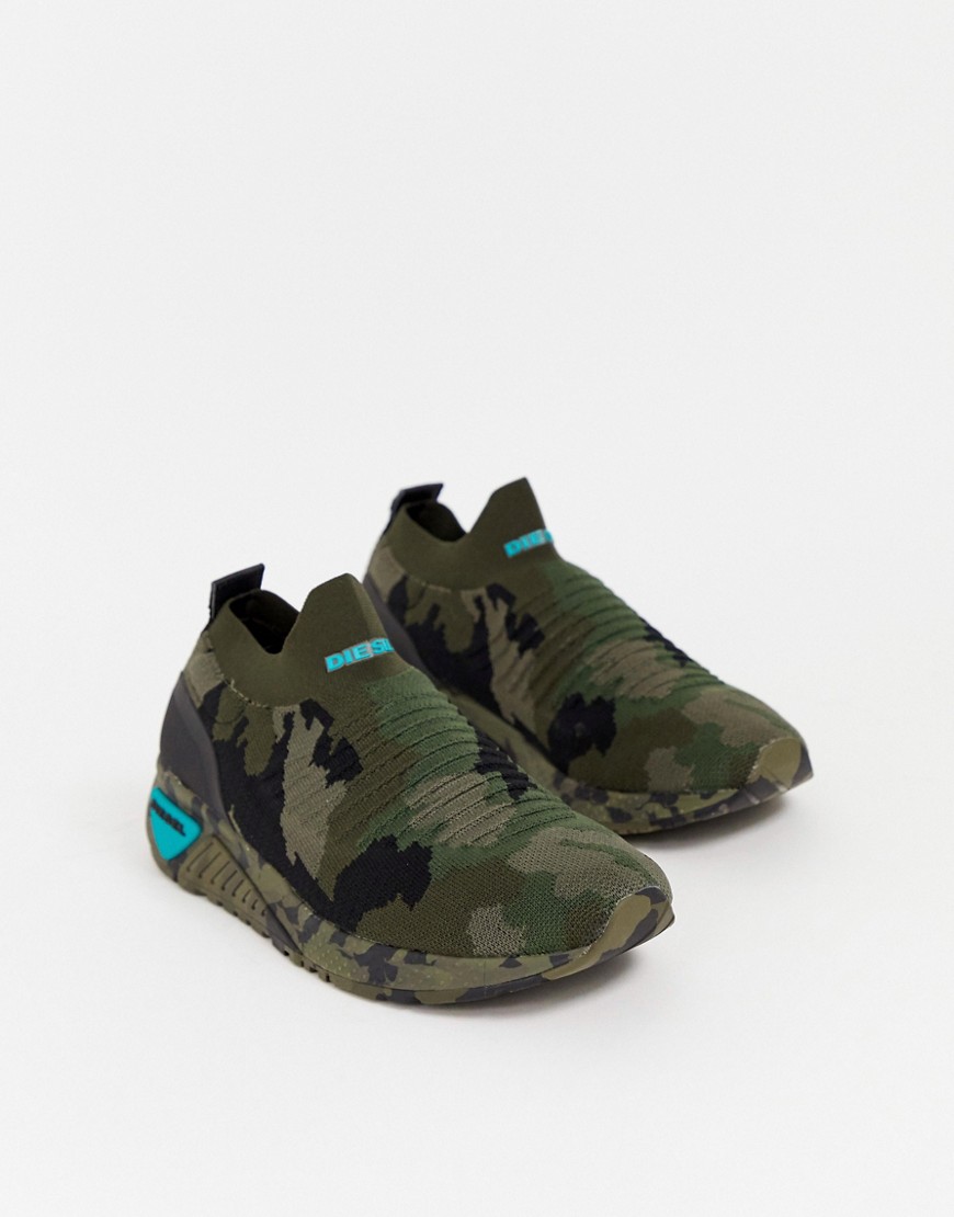 Diesel knitted trainers in camo
