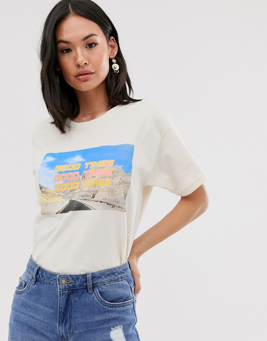 Daisy Street oversized t-shirt with good time graphics